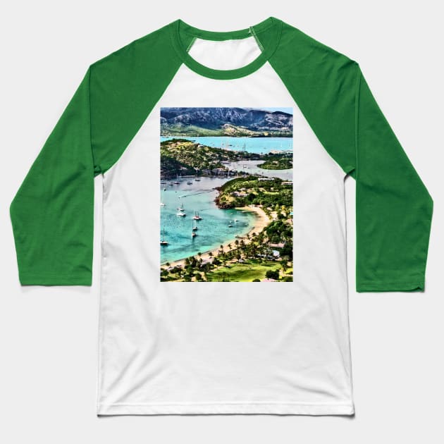 Antigua View Falmouth Harbor Baseball T-Shirt by SusanSavad